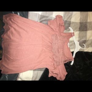 Salmon colored cold shoulder